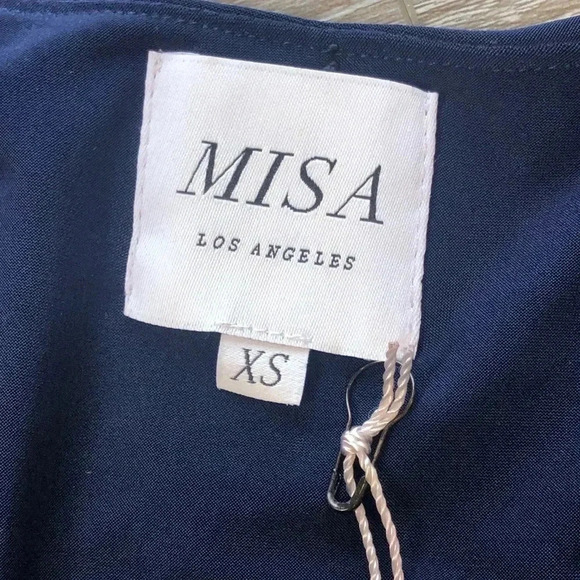 Misa Los Angeles Teget High Low Knotted Navy Blue Maxi Dress Womens Size XS NWT - Picture 7 of 11